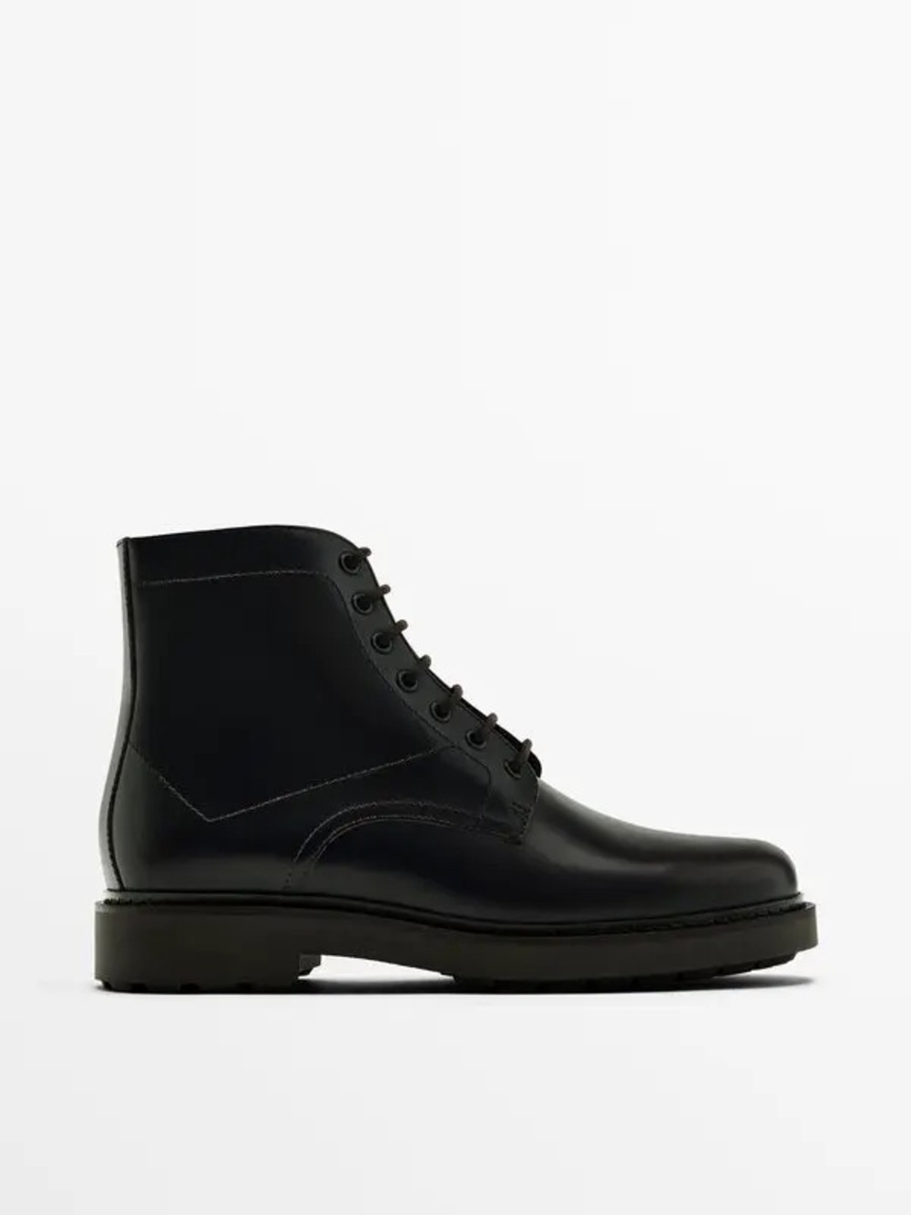 NWT Massimo Dutti Men's Brown Leather Lace Up Boots Size‎ 10 (43) Minimalist